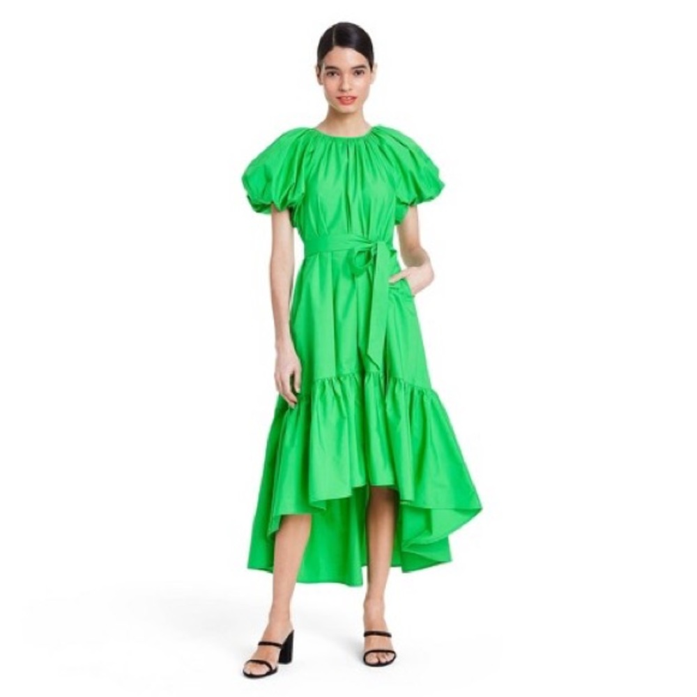 Green Puff Sleeve Dress
